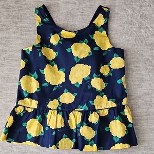 Janie and Jack Navy Tank Top with Yellow Floral Design